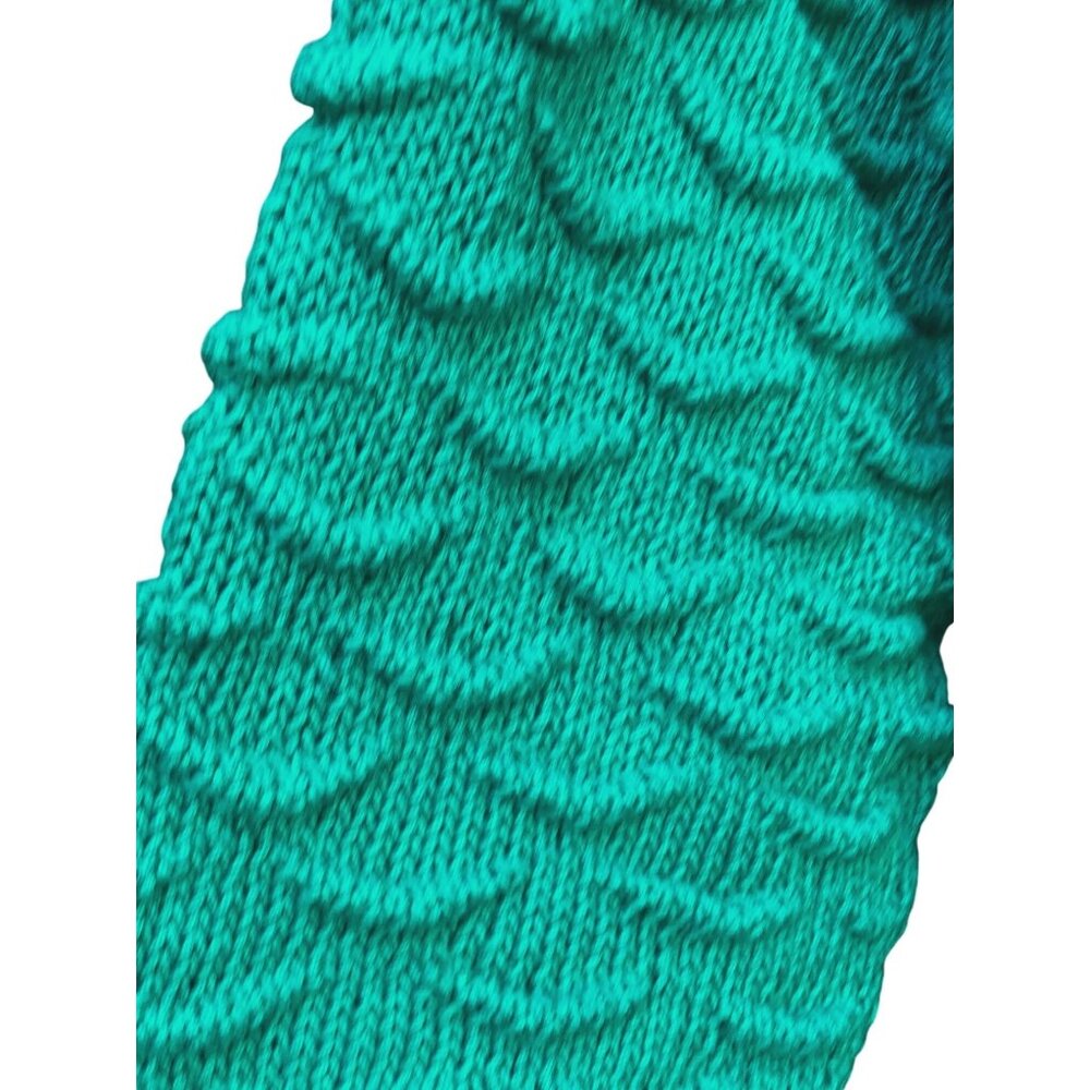 Vintage Hand-Knit Teal Cotton Pullover Sweater Women’s Size M NOS OOAK - Picture 3 of 4